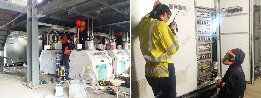 Automated corn flour milling plant workshop demonstrating integrated PLC and SCADA systems