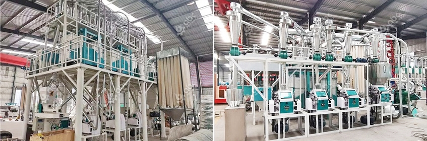 High efficiency corn mill machinery setup with variable speed drives and optimized grinding systems