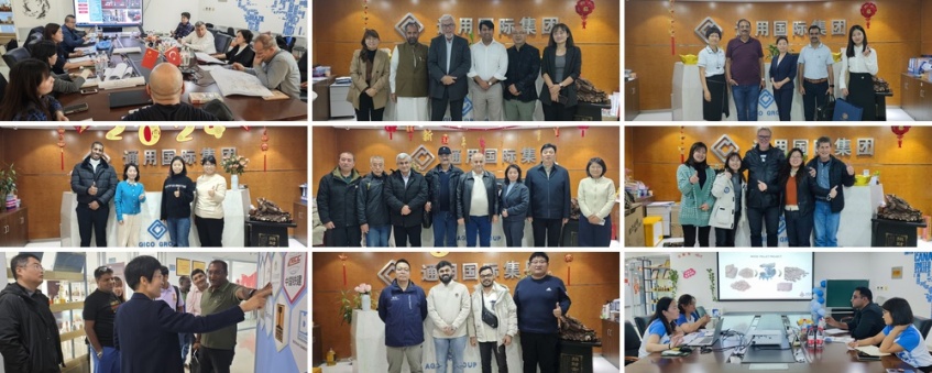 Foreign customers visit grain machinery factory, business negotiation and group photo